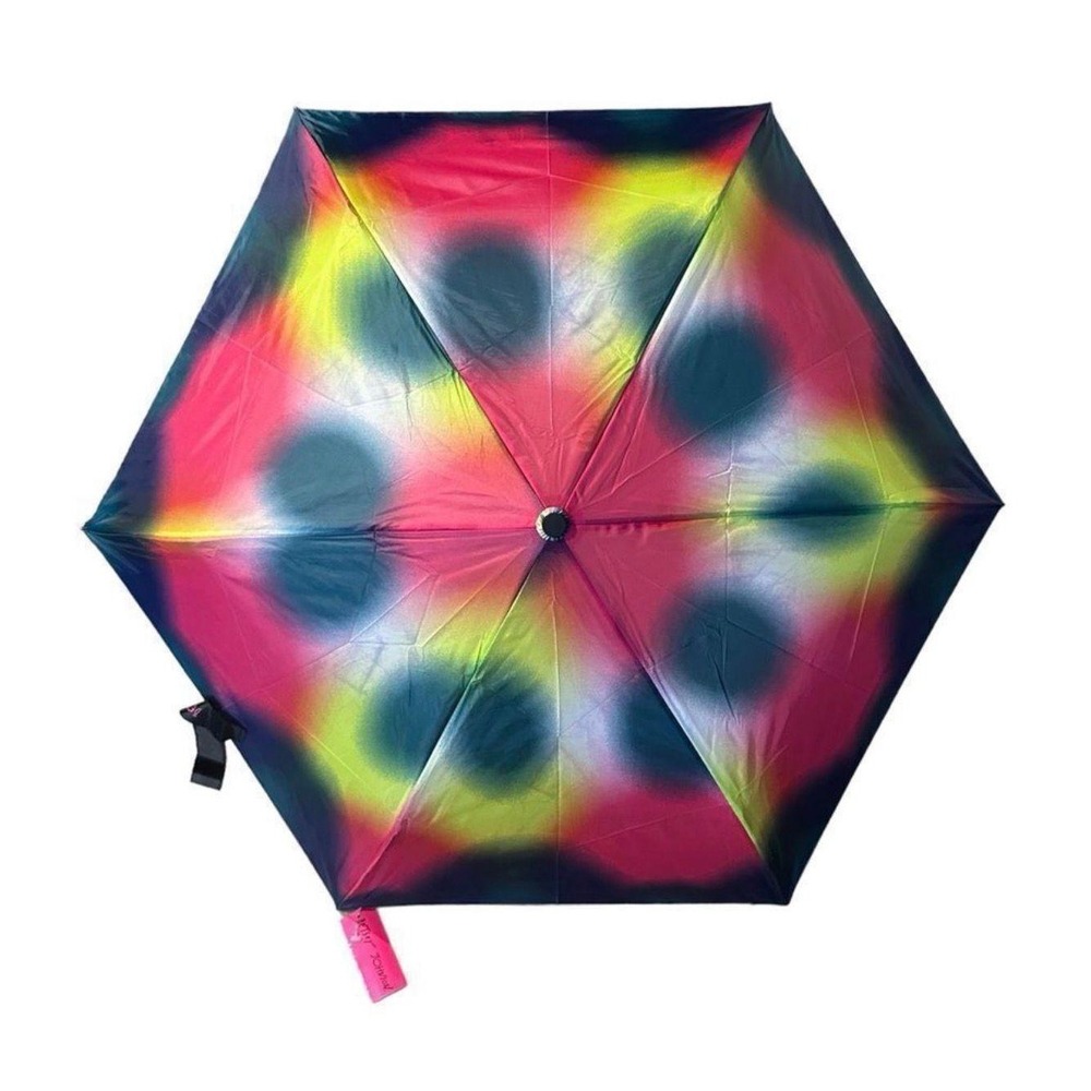 Betsey‎ Johnson Colorful Umbrella Compact Foldable Rain Travel Tie Dye Style NEW
